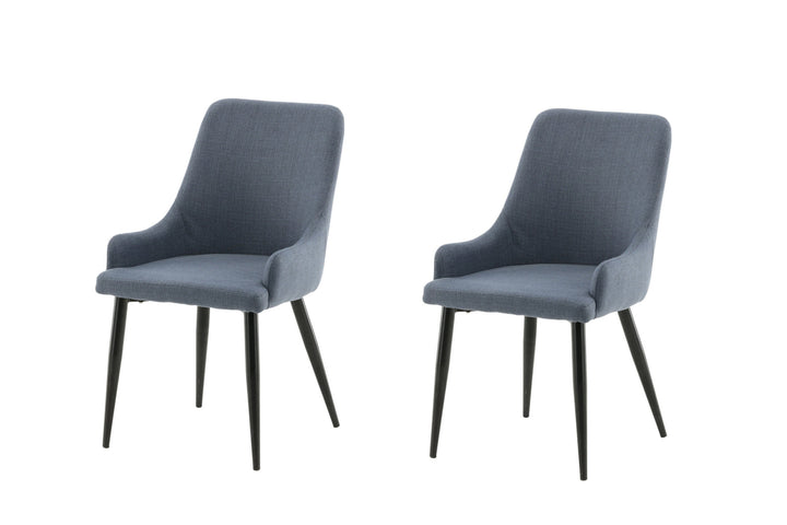 Venture Home Plaza Dining Chair 2-pack - Black Legs - Blue Fabric