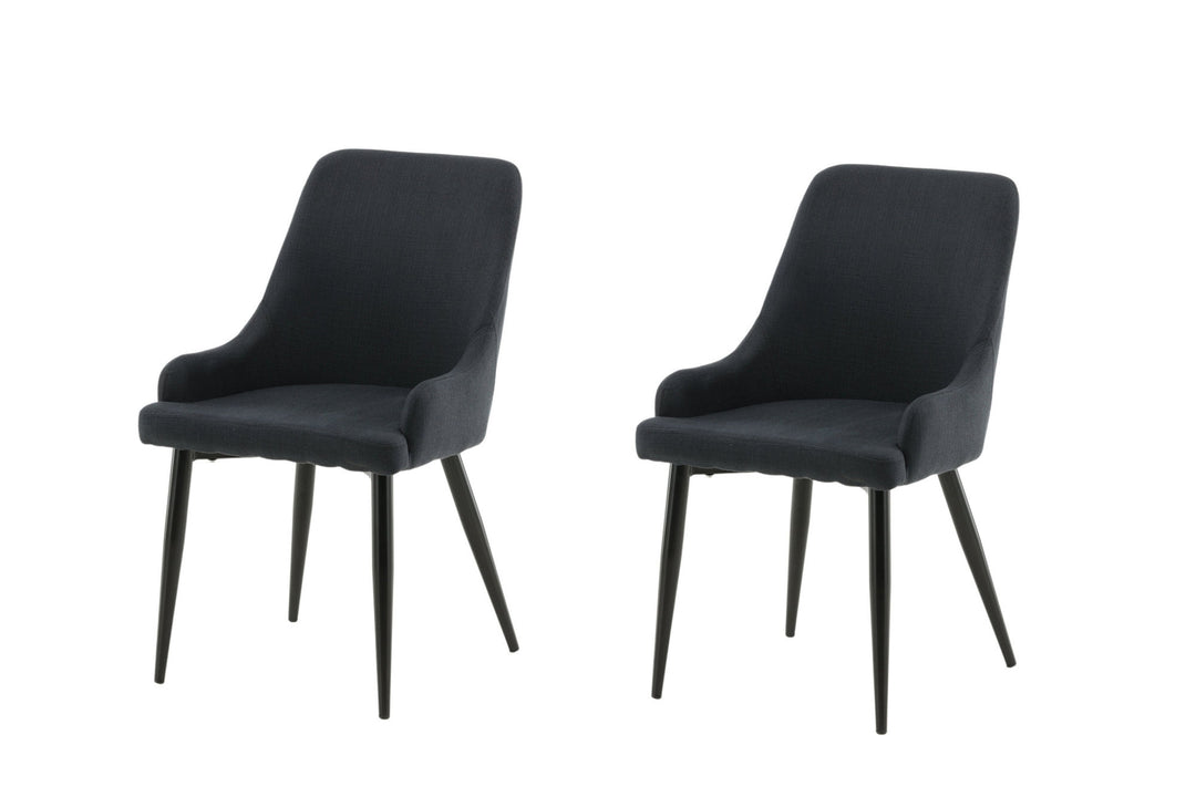 Venture Home Plaza Dining Chair 2-pack - Black Legs - Black Fabric