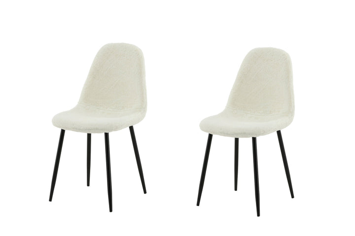 Venture Home Polar Fluff Dining Chair 2-pack - Black Legs - White Teddy