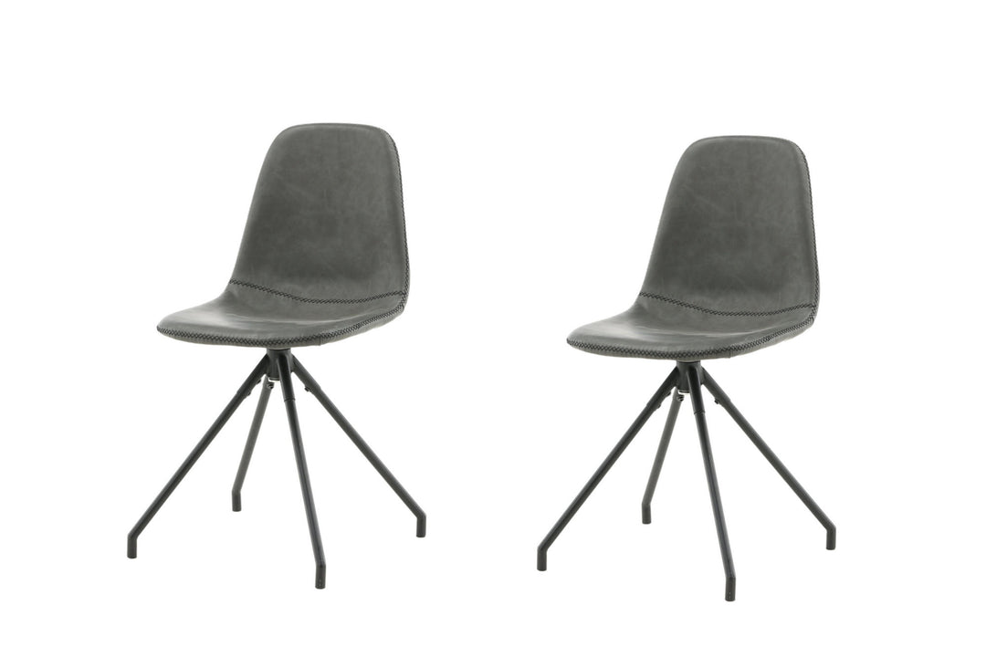Venture Home Polar Dining Chair With Spin Function 2-pack - Black Legs - Black PU - Black Stitches