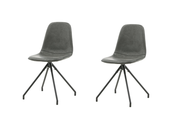 Venture Home Polar Dining Chair With Spin Function 2-pack - Black Legs - Black PU - Black Stitches