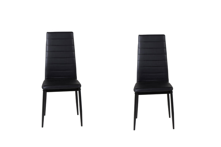 Venture Home Slim High Back Dining Chair 2-pack - Black Legs - Black PU