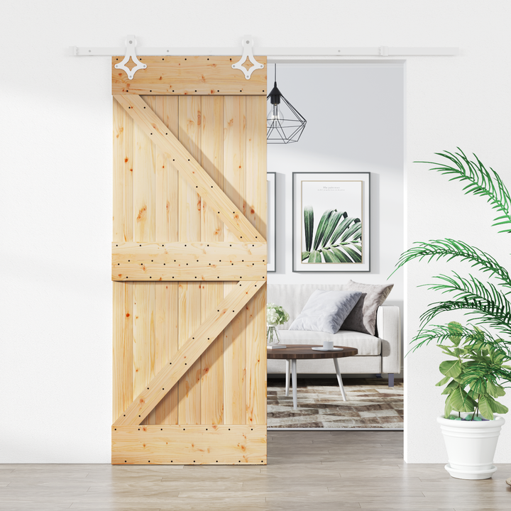 Skydedør Natur og hvid 85 x 210 cm Massivt Fyrretræ