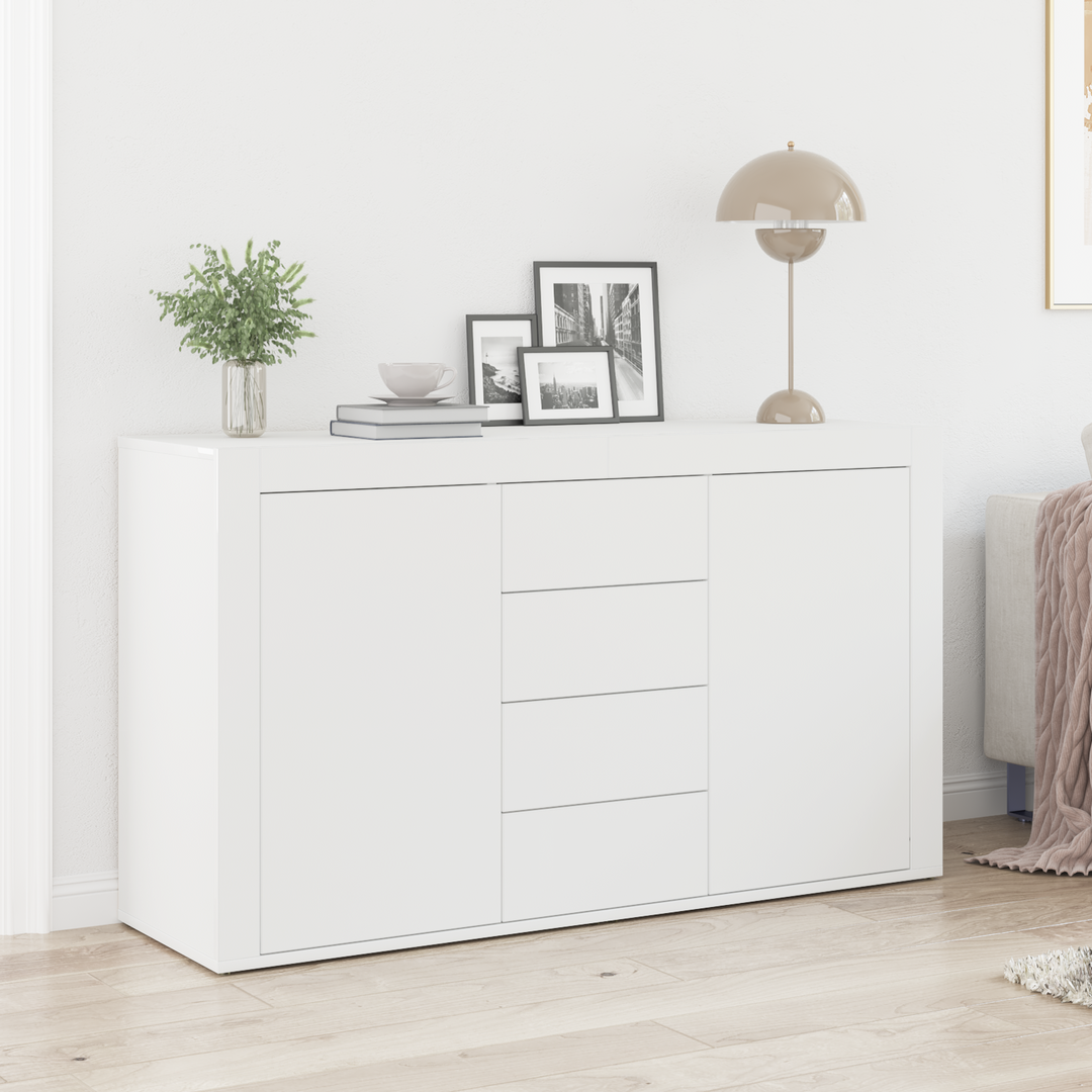 Sideboard med skuffe Hvid 120 x 36 x 69 cm Konstrueret træ