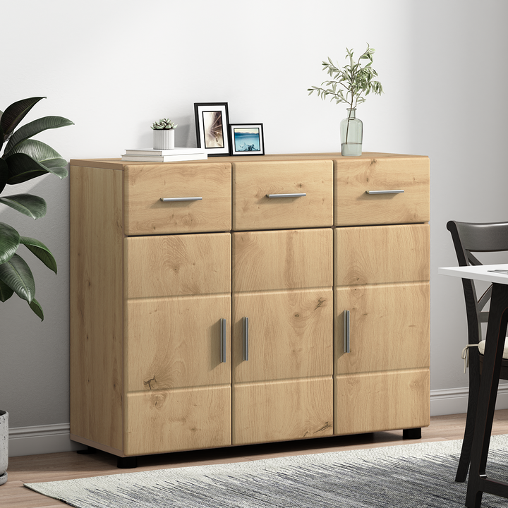 Sideboard med hylde FLORIN Artisan Egetræ 88,5 x 30,5 x 73 cm