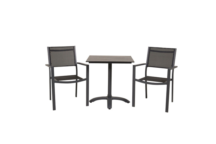 Venture Home Colorado - Cafébord - 70*70 - Matt Svart / Svart Aintwood+Copacabana Arm Chair (