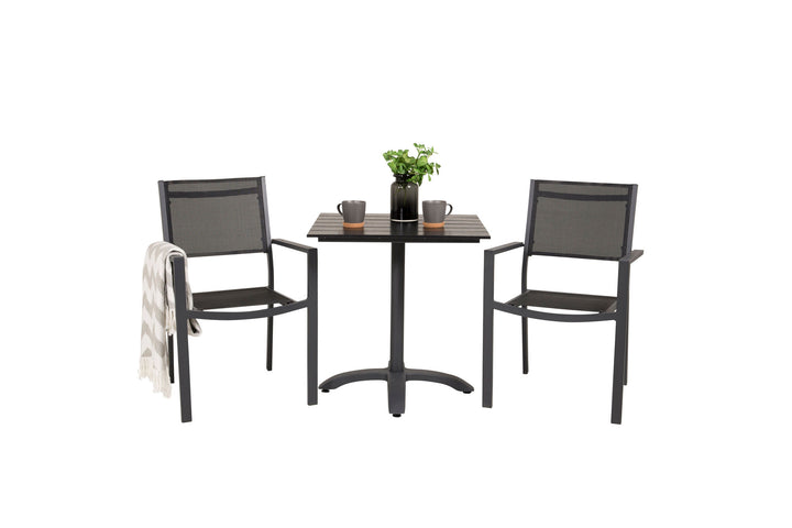 Venture Home Colorado - Cafébord - 70*70 - Matt Svart / Svart Aintwood+Copacabana Arm Chair (