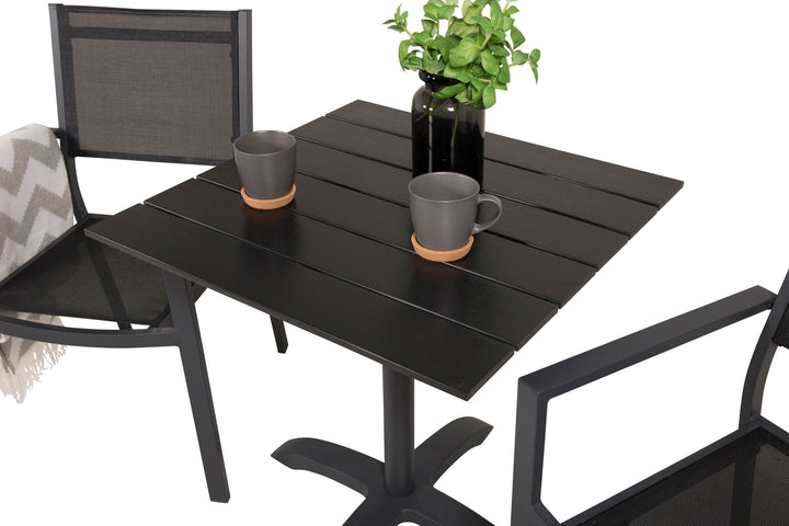 Venture Home Colorado - Cafébord - 70*70 - Matt Svart / Svart Aintwood+Copacabana Arm Chair (