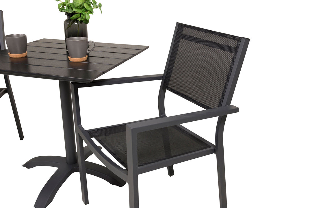 Venture Home Colorado - Cafébord - 70*70 - Matt Svart / Svart Aintwood+Copacabana Arm Chair (