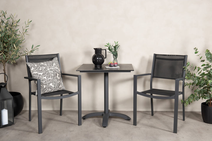 Venture Home Colorado - Cafébord - 70*70 - Matt Svart / Svart Aintwood+Copacabana Arm Chair (