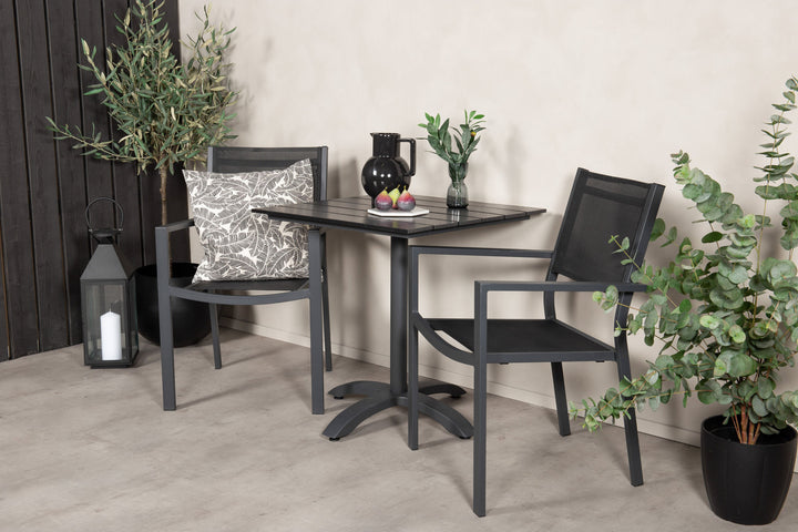 Venture Home Colorado - Cafébord - 70*70 - Matt Svart / Svart Aintwood+Copacabana Arm Chair (
