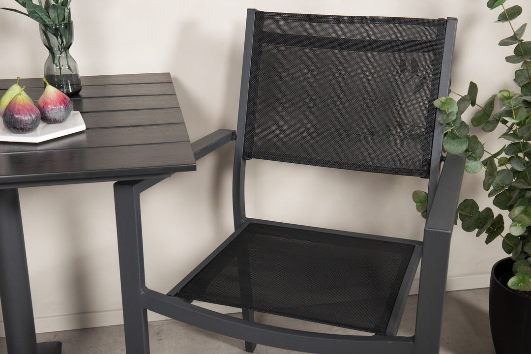 Venture Home Colorado - Cafébord - 70*70 - Matt Svart / Svart Aintwood+Copacabana Arm Chair (