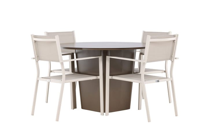 Venture Home Santa Fe Dining Table ø120 - Roasty +Copacabana Stacking Chair - Beige/Beige _4