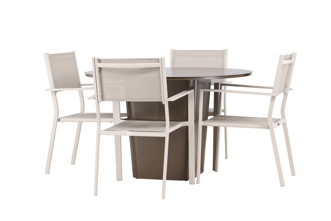 Venture Home Santa Fe Dining Table ø120 - Roasty +Copacabana Stacking Chair - Beige/Beige _4