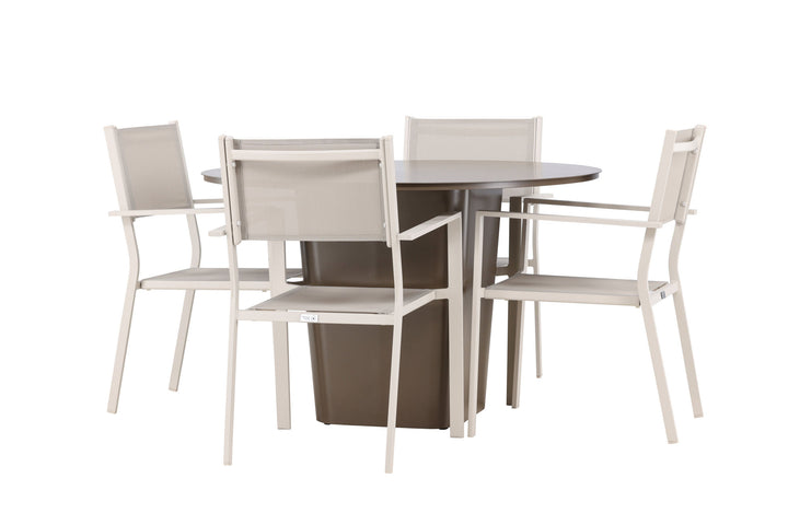 Venture Home Santa Fe Dining Table ø120 - Roasty +Copacabana Stacking Chair - Beige/Beige _4