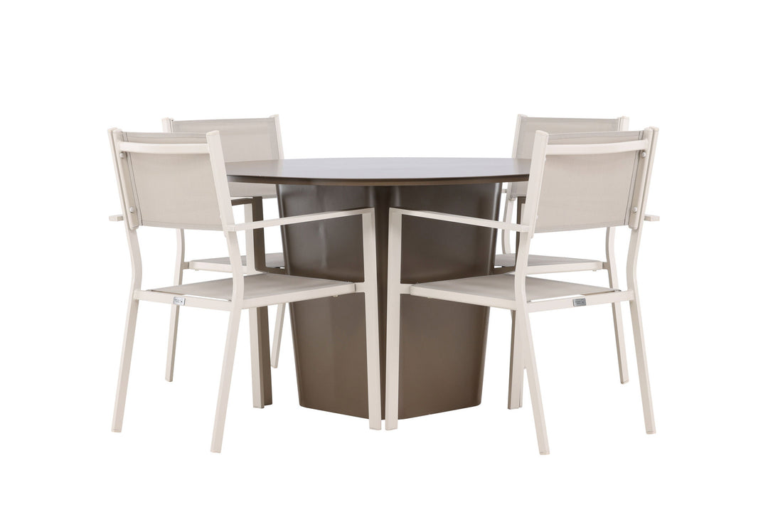 Venture Home Santa Fe Dining Table ø120 - Roasty +Copacabana Stacking Chair - Beige/Beige _4