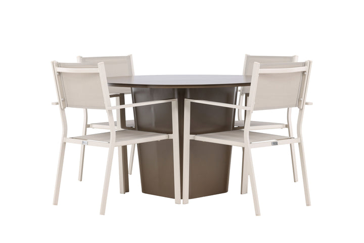 Venture Home Santa Fe Dining Table ø120 - Roasty +Copacabana Stacking Chair - Beige/Beige _4