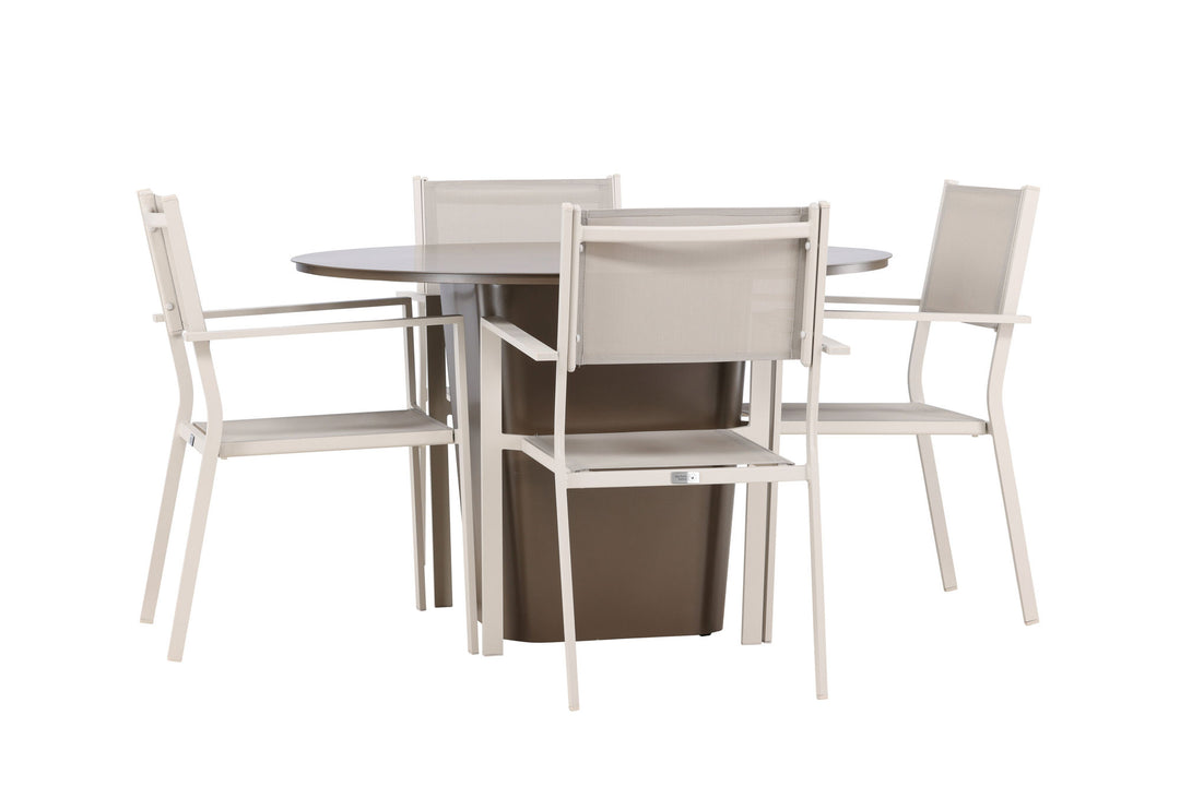 Venture Home Santa Fe Dining Table ø120 - Roasty +Copacabana Stacking Chair - Beige/Beige _4