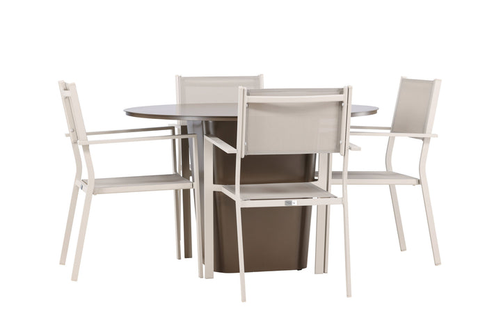 Venture Home Santa Fe Dining Table ø120 - Roasty +Copacabana Stacking Chair - Beige/Beige _4