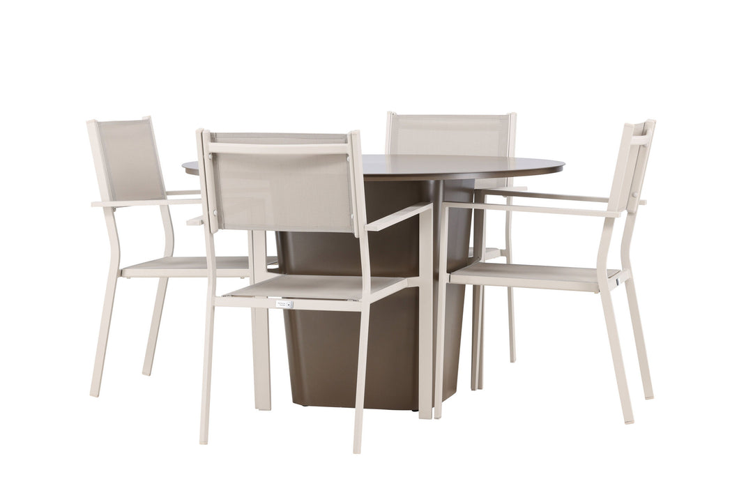 Venture Home Santa Fe Dining Table ø120 - Roasty +Copacabana Stacking Chair - Beige/Beige _4