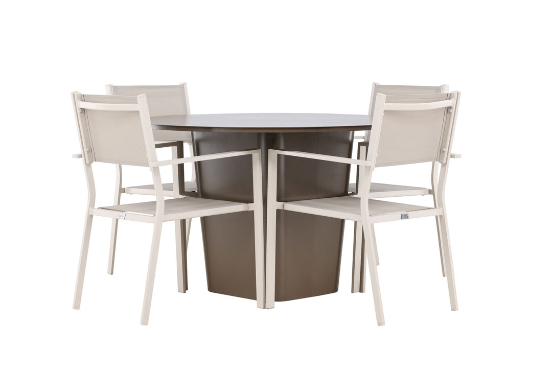 Venture Home Santa Fe Dining Table ø120 - Roasty +Copacabana Stacking Chair - Beige/Beige _4