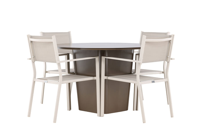 Venture Home Santa Fe Dining Table ø120 - Roasty +Copacabana Stacking Chair - Beige/Beige _4