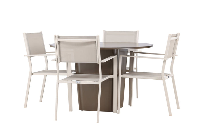 Venture Home Santa Fe Dining Table ø120 - Roasty +Copacabana Stacking Chair - Beige/Beige _4