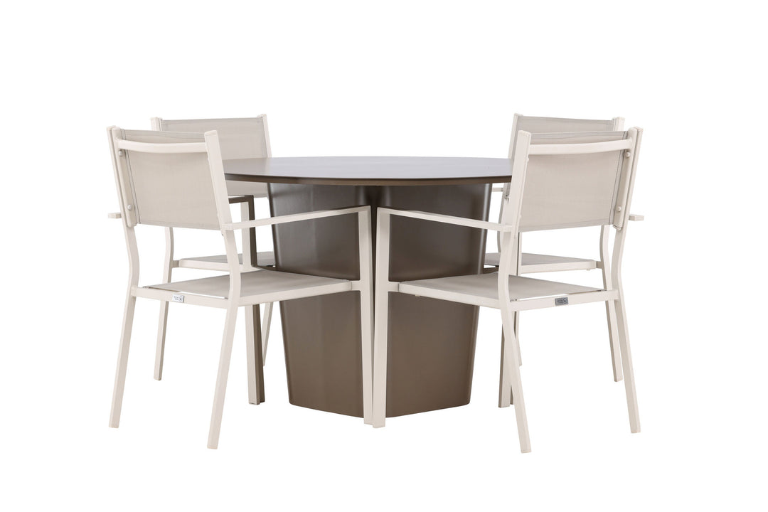 Venture Home Santa Fe Dining Table ø120 - Roasty +Copacabana Stacking Chair - Beige/Beige _4