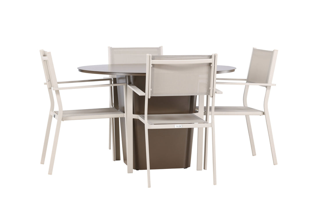 Venture Home Santa Fe Dining Table ø120 - Roasty +Copacabana Stacking Chair - Beige/Beige _4