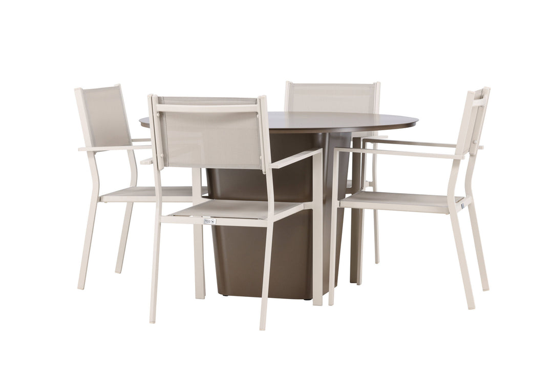 Venture Home Santa Fe Dining Table ø120 - Roasty +Copacabana Stacking Chair - Beige/Beige _4
