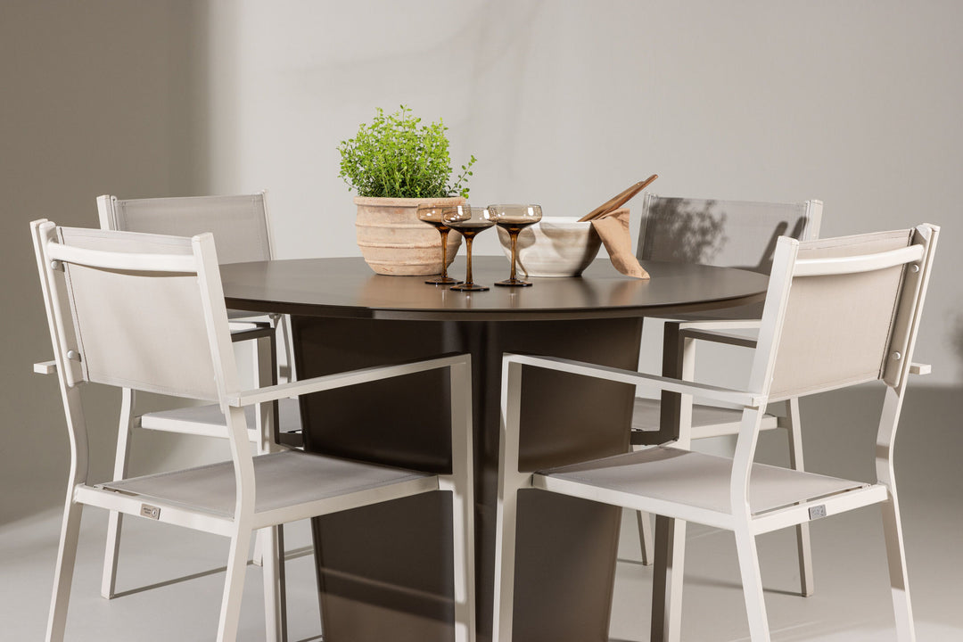Venture Home Santa Fe Dining Table ø120 - Roasty +Copacabana Stacking Chair - Beige/Beige _4