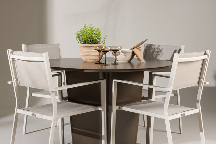 Venture Home Santa Fe Dining Table ø120 - Roasty +Copacabana Stacking Chair - Beige/Beige _4