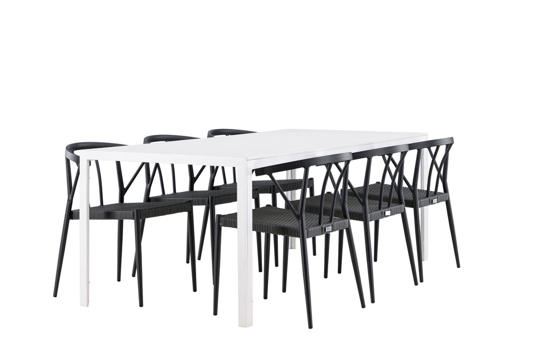 Venture Home Break Dining Table  - White / White Aintwood +Stina - Dining Chair- Black - Alu/wicker - NEED Higher Seat hegiht! _6