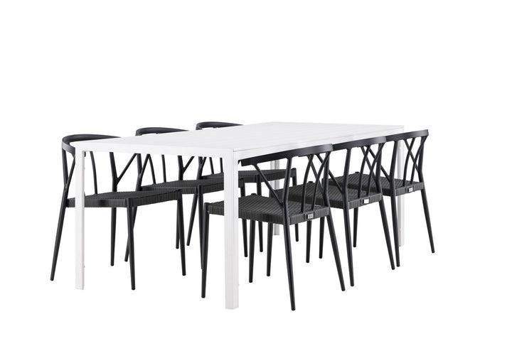 Venture Home Break Dining Table  - White / White Aintwood +Stina - Dining Chair- Black - Alu/wicker - NEED Higher Seat hegiht! _6