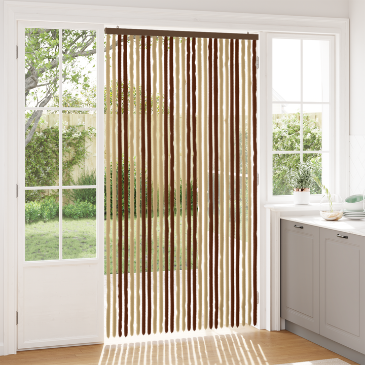Insektgardin i chenille Brun og Beige 118 x 220 cm 100% PP
