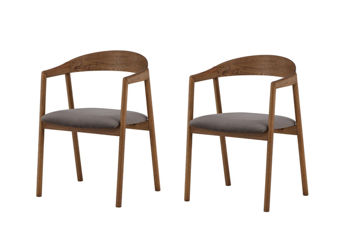 Vind Långön Dining Chair 2-pack - Natural / Brown Fabric