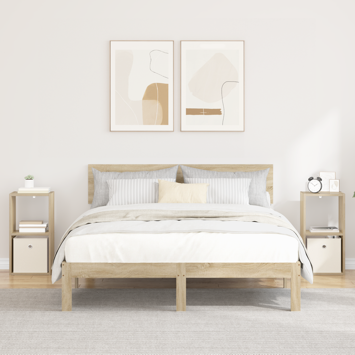 Sengebord 2 pcs Sonoma eg 30,5 x 27 x 59,5 cm Konstrueret træ
