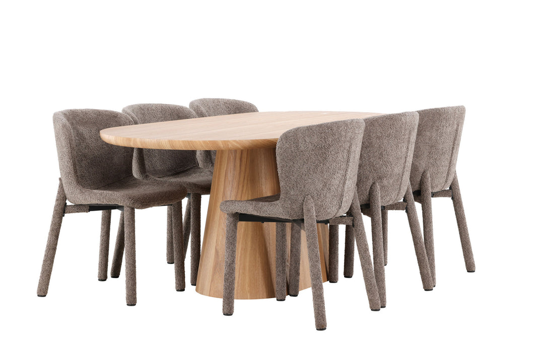 Venture Home Stjärnö Table - Nature with 6 Astoria Chair - Brown