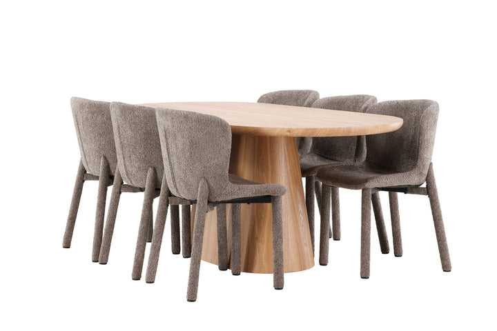 Venture Home Stjärnö Table - Nature with 6 Astoria Chair - Brown