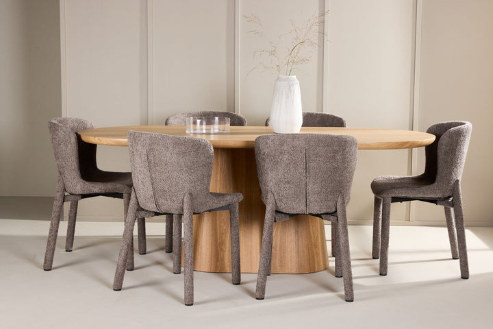 Venture Home Stjärnö Table - Nature with 6 Astoria Chair - Brown