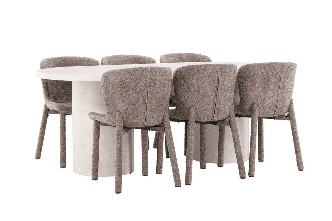 Venture Home Narvik Table - Beige with 6 Astoria Chair - Brown