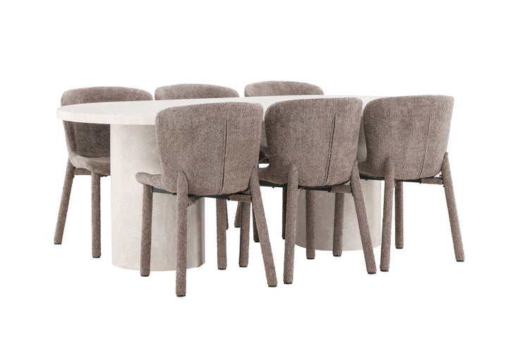 Venture Home Narvik Table - Beige with 6 Astoria Chair - Brown