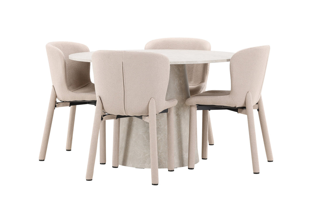 Venture Home Lanzo Table - Beige with 4 Astoria Chair - Beige
