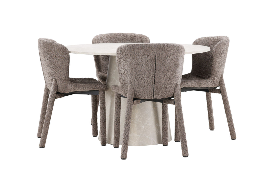 Venture Home Lanzo Table - Beige with 4 Astoria Chair - Brown