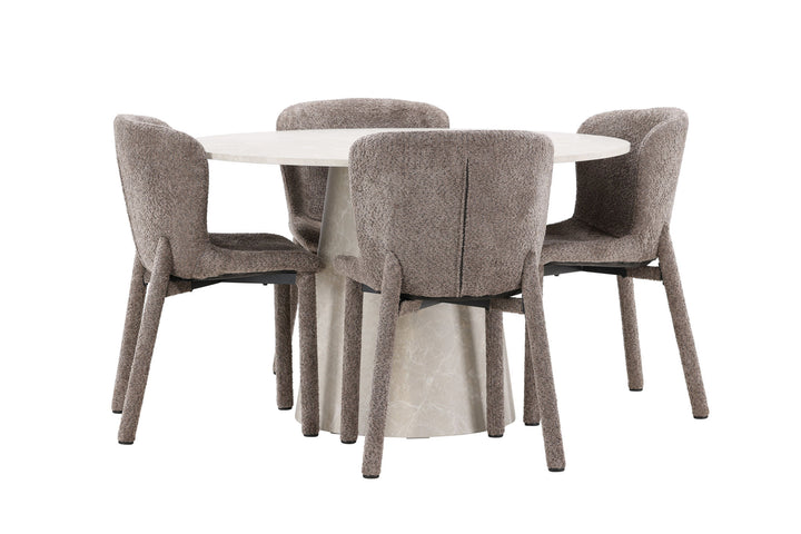 Venture Home Lanzo Table - Beige with 4 Astoria Chair - Brown