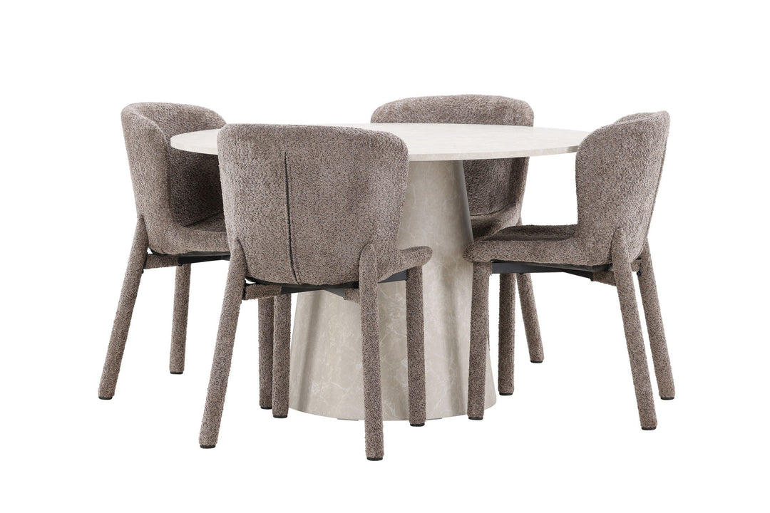 Venture Home Lanzo Table - Beige with 4 Astoria Chair - Brown