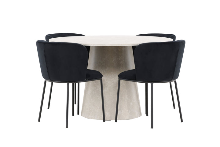 Venture Home Lanzo Table - Beige with 4 Edina Chair - Black