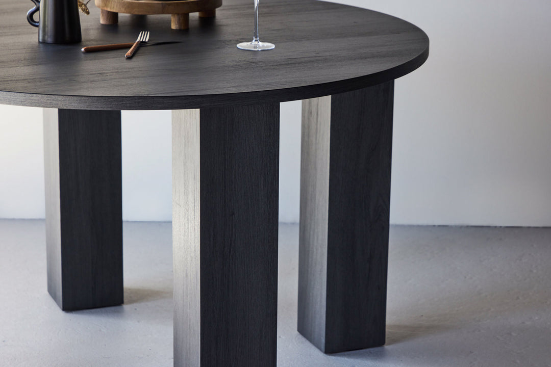 Venture Home Juno Round Dining Table Ф120x75 cm - MDF with Black 3D Paper