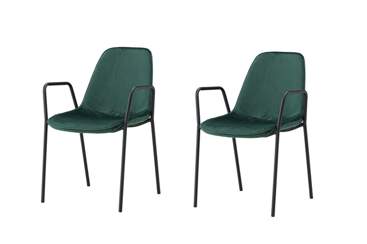 Vind Klädesholmen Dining Chair 2-pack - Black / Dark Green Velvet