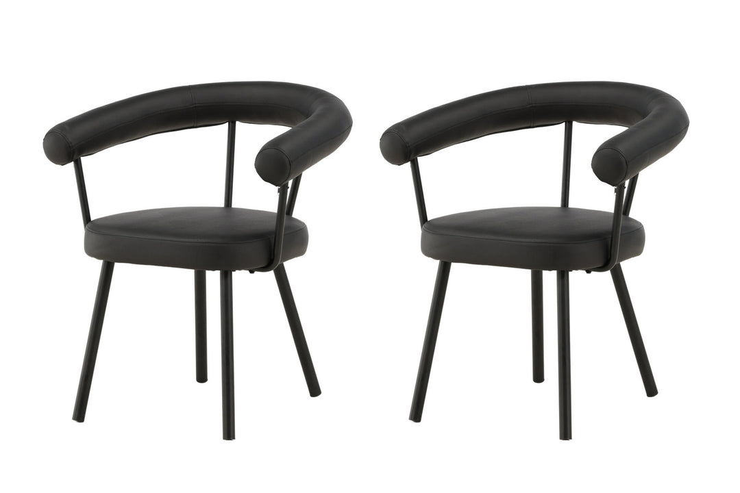 Vind Västerås x Josefin Lustig - Dining Chair 2-pack - Matte Black  / Black PU